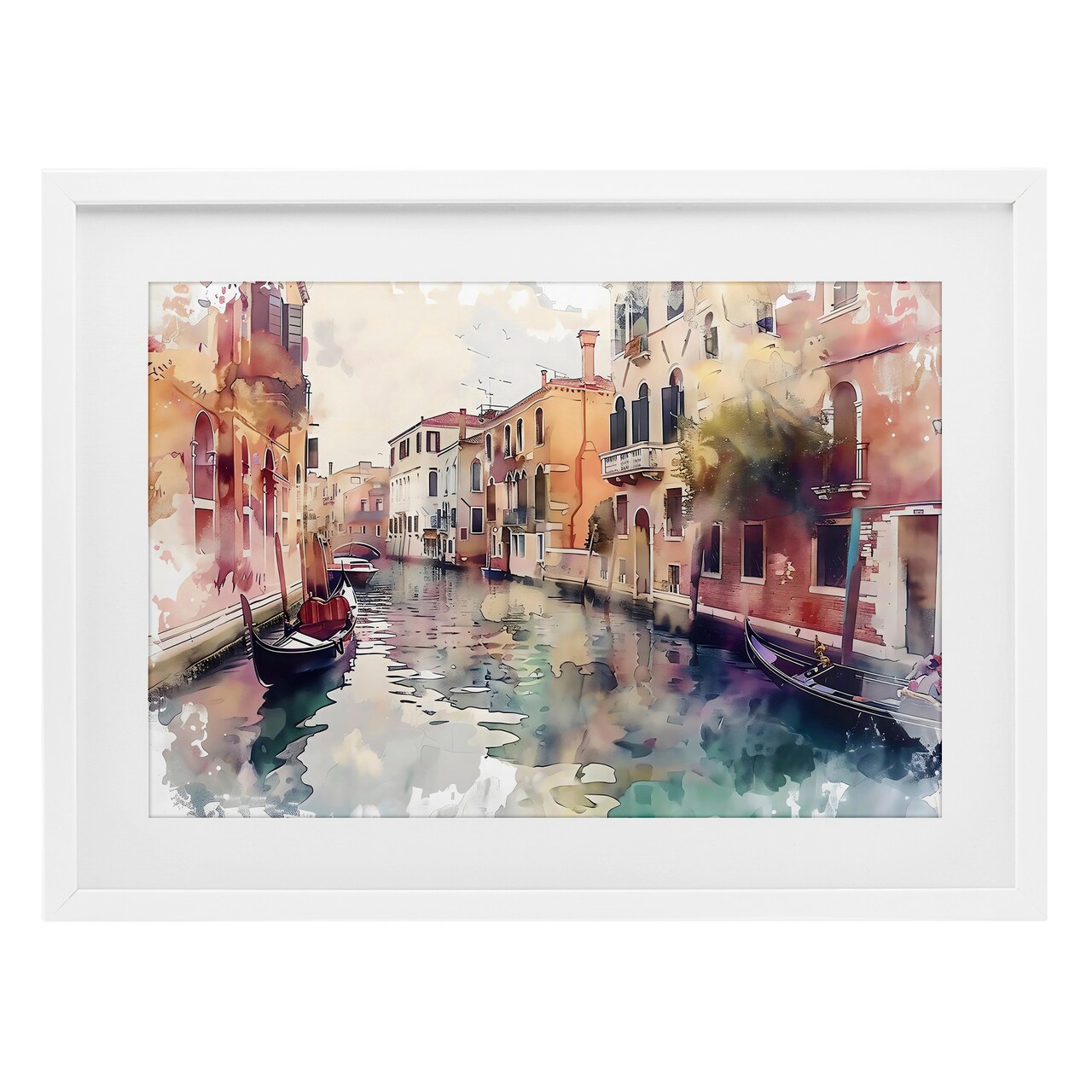 Stupell Industries Venice Canal Watercolor Style Framed Print Under Glass, design by LSR Creative Studio